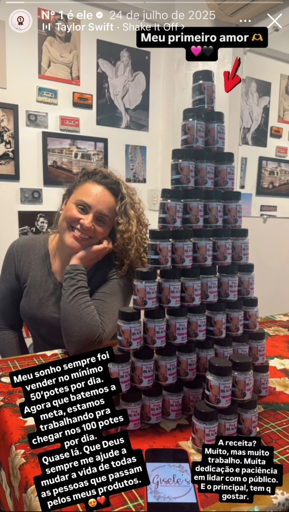 Gisele com produtos da Gisele's