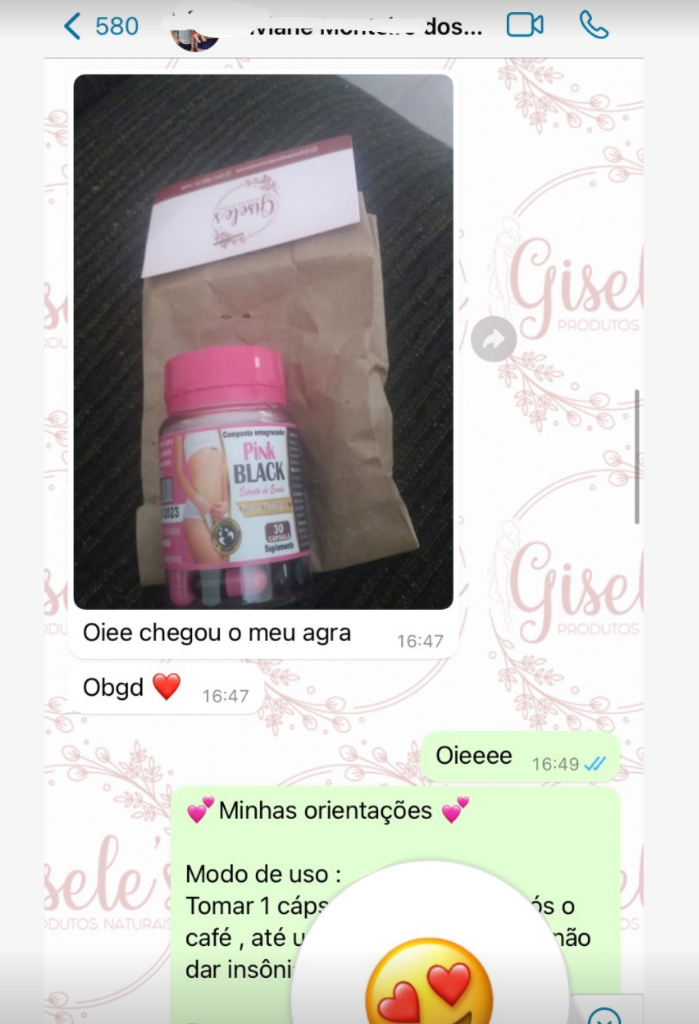 Pedido Pink Black recebido